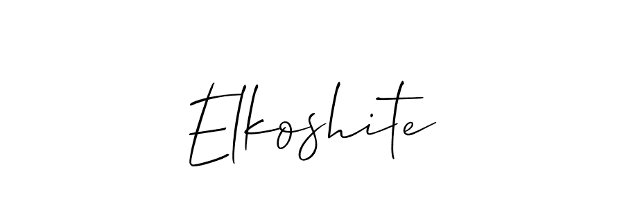 The best way (Allison_Script) to make a short signature is to pick only two or three words in your name. The name Elkoshite include a total of six letters. For converting this name. Elkoshite signature style 2 images and pictures png