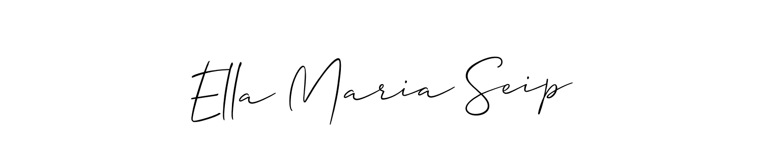 The best way (Allison_Script) to make a short signature is to pick only two or three words in your name. The name Ella Maria Seip include a total of six letters. For converting this name. Ella Maria Seip signature style 2 images and pictures png