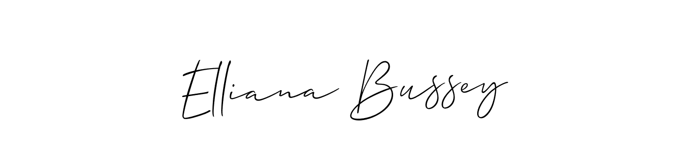 The best way (Allison_Script) to make a short signature is to pick only two or three words in your name. The name Elliana Bussey include a total of six letters. For converting this name. Elliana Bussey signature style 2 images and pictures png