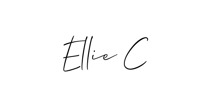The best way (Allison_Script) to make a short signature is to pick only two or three words in your name. The name Ellie C include a total of six letters. For converting this name. Ellie C signature style 2 images and pictures png