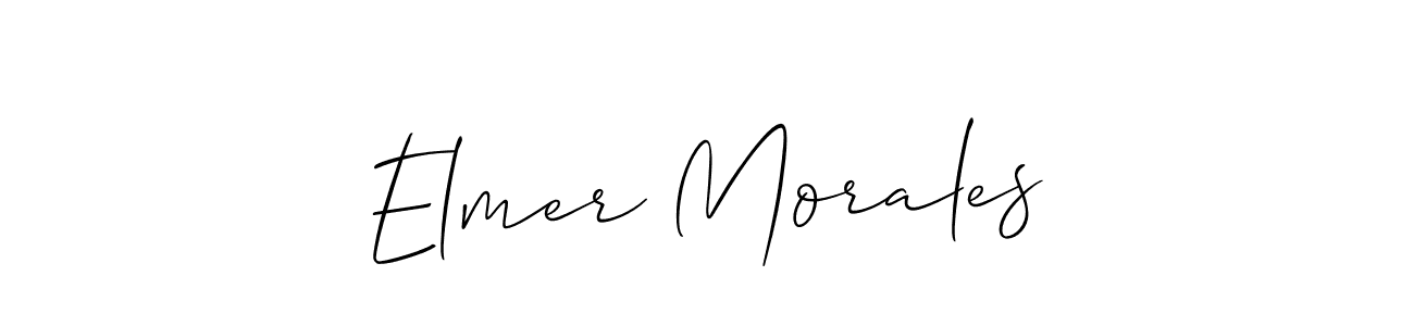 How to make Elmer Morales name signature. Use Allison_Script style for creating short signs online. This is the latest handwritten sign. Elmer Morales signature style 2 images and pictures png