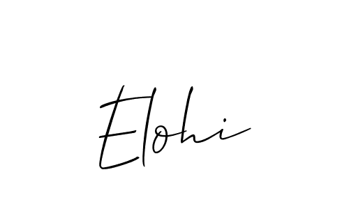 Use a signature maker to create a handwritten signature online. With this signature software, you can design (Allison_Script) your own signature for name Elohi. Elohi signature style 2 images and pictures png