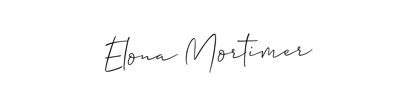 How to make Elona Mortimer name signature. Use Allison_Script style for creating short signs online. This is the latest handwritten sign. Elona Mortimer signature style 2 images and pictures png