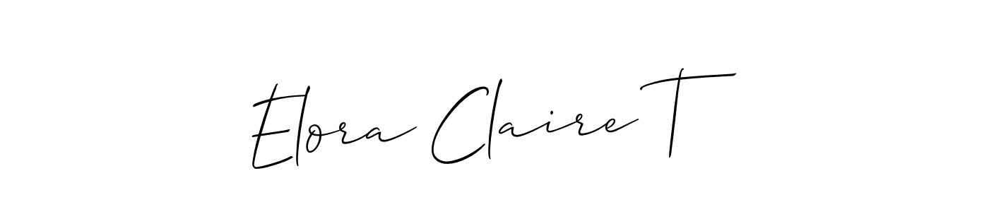 if you are searching for the best signature style for your name Elora Claire T. so please give up your signature search. here we have designed multiple signature styles  using Allison_Script. Elora Claire T signature style 2 images and pictures png