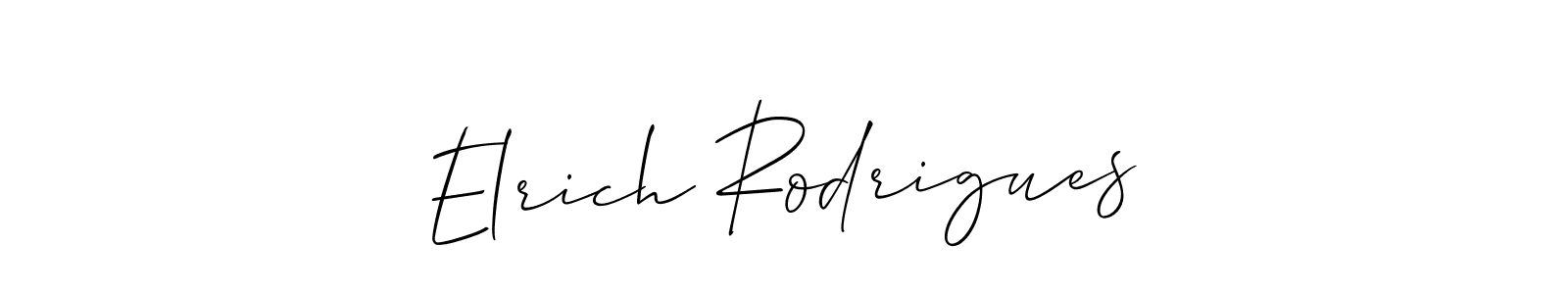 This is the best signature style for the Elrich Rodrigues name. Also you like these signature font (Allison_Script). Mix name signature. Elrich Rodrigues signature style 2 images and pictures png