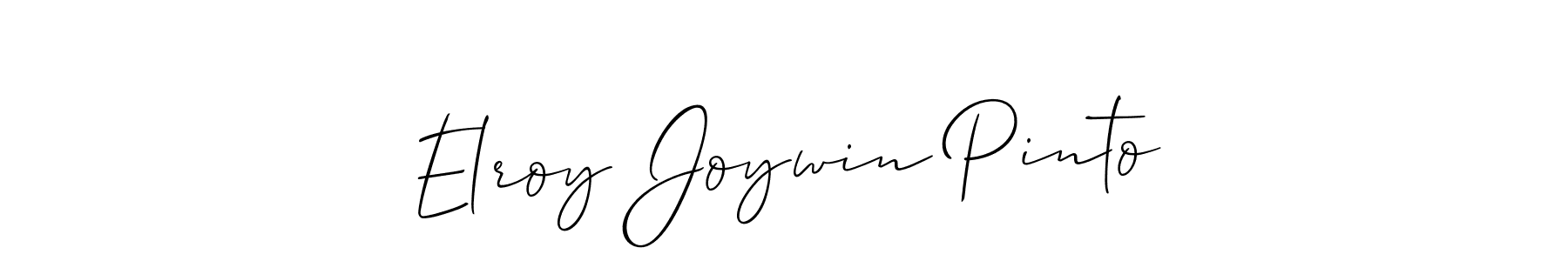 The best way (Allison_Script) to make a short signature is to pick only two or three words in your name. The name Elroy Joywin Pinto include a total of six letters. For converting this name. Elroy Joywin Pinto signature style 2 images and pictures png