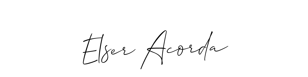 How to make Elser Acorda name signature. Use Allison_Script style for creating short signs online. This is the latest handwritten sign. Elser Acorda signature style 2 images and pictures png