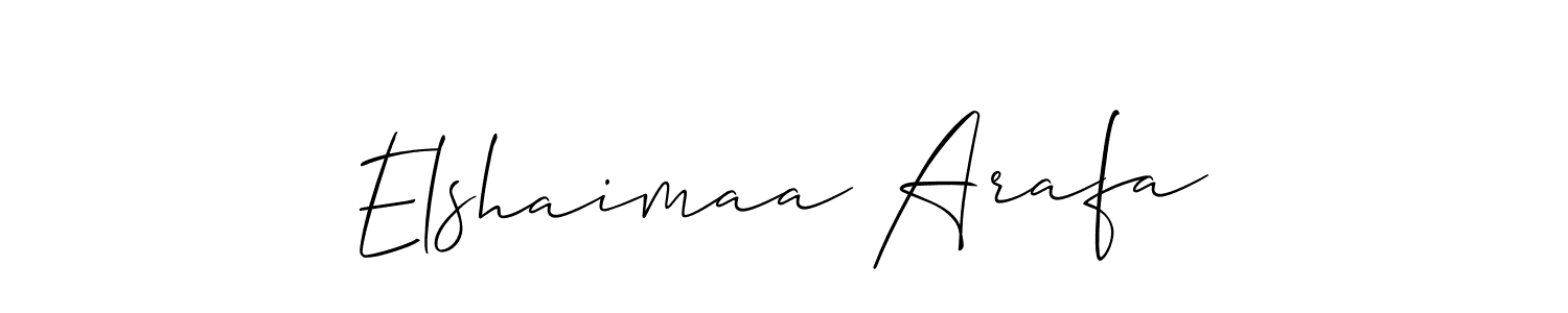 Make a short Elshaimaa Arafa signature style. Manage your documents anywhere anytime using Allison_Script. Create and add eSignatures, submit forms, share and send files easily. Elshaimaa Arafa signature style 2 images and pictures png