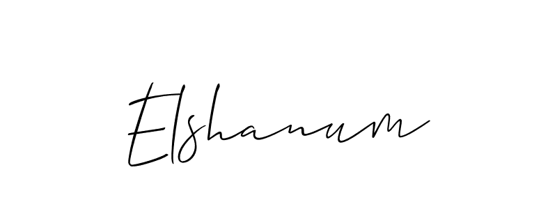 Design your own signature with our free online signature maker. With this signature software, you can create a handwritten (Allison_Script) signature for name Elshanum. Elshanum signature style 2 images and pictures png