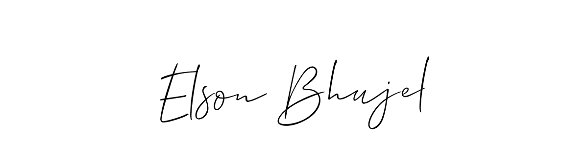 It looks lik you need a new signature style for name Elson Bhujel. Design unique handwritten (Allison_Script) signature with our free signature maker in just a few clicks. Elson Bhujel signature style 2 images and pictures png