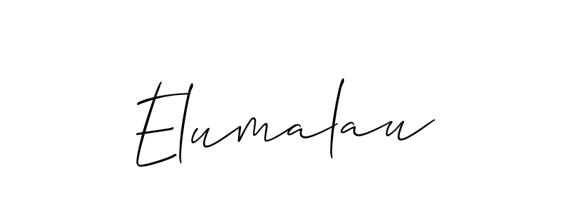 How to make Elumalau name signature. Use Allison_Script style for creating short signs online. This is the latest handwritten sign. Elumalau signature style 2 images and pictures png