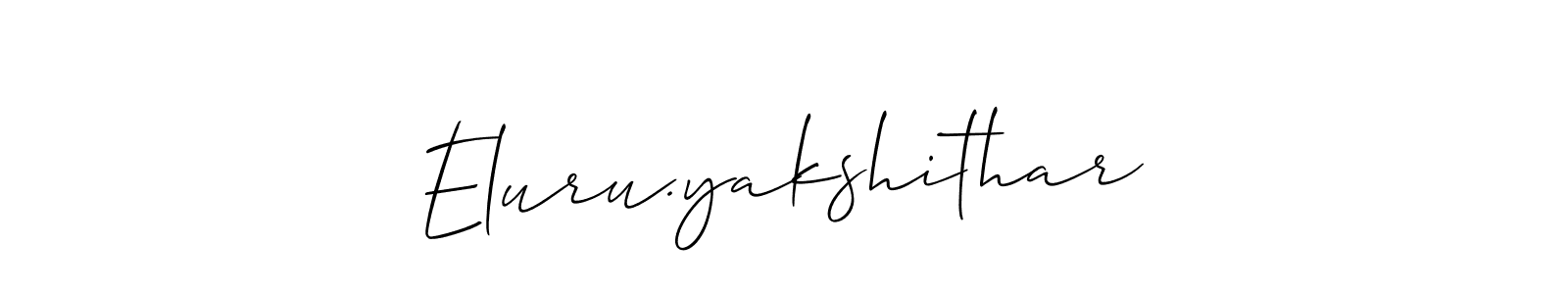 Allison_Script is a professional signature style that is perfect for those who want to add a touch of class to their signature. It is also a great choice for those who want to make their signature more unique. Get Eluru.yakshithar name to fancy signature for free. Eluru.yakshithar signature style 2 images and pictures png