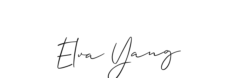You should practise on your own different ways (Allison_Script) to write your name (Elva Yang) in signature. don't let someone else do it for you. Elva Yang signature style 2 images and pictures png