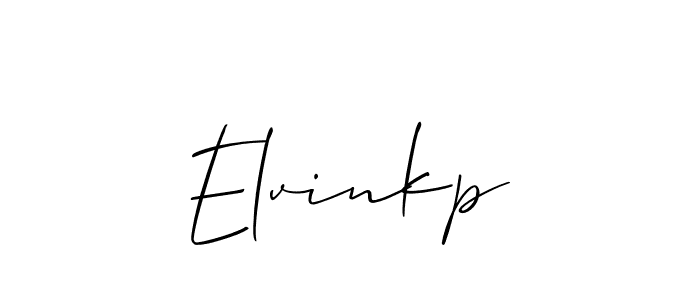 The best way (Allison_Script) to make a short signature is to pick only two or three words in your name. The name Elvinkp include a total of six letters. For converting this name. Elvinkp signature style 2 images and pictures png