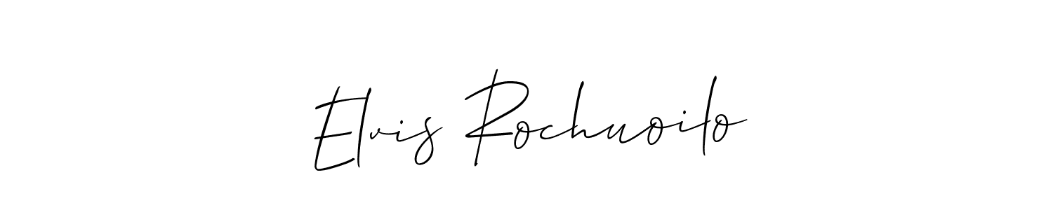 The best way (Allison_Script) to make a short signature is to pick only two or three words in your name. The name Elvis Rochuoilo include a total of six letters. For converting this name. Elvis Rochuoilo signature style 2 images and pictures png