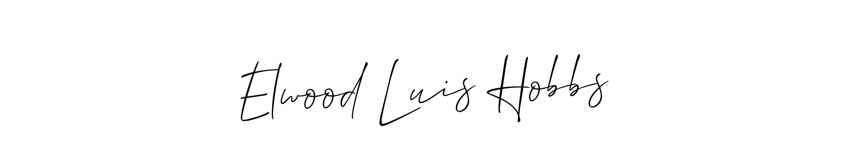 The best way (Allison_Script) to make a short signature is to pick only two or three words in your name. The name Elwood Luis Hobbs include a total of six letters. For converting this name. Elwood Luis Hobbs signature style 2 images and pictures png