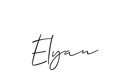 Use a signature maker to create a handwritten signature online. With this signature software, you can design (Allison_Script) your own signature for name Elyan. Elyan signature style 2 images and pictures png
