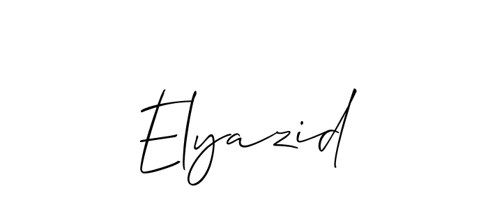 Also You can easily find your signature by using the search form. We will create Elyazid name handwritten signature images for you free of cost using Allison_Script sign style. Elyazid signature style 2 images and pictures png