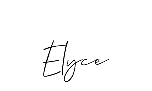 Make a beautiful signature design for name Elyce. With this signature (Allison_Script) style, you can create a handwritten signature for free. Elyce signature style 2 images and pictures png