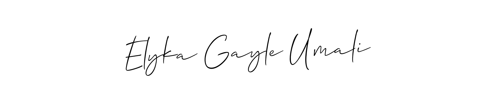 Allison_Script is a professional signature style that is perfect for those who want to add a touch of class to their signature. It is also a great choice for those who want to make their signature more unique. Get Elyka Gayle Umali name to fancy signature for free. Elyka Gayle Umali signature style 2 images and pictures png