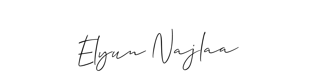 Elyun Najlaa stylish signature style. Best Handwritten Sign (Allison_Script) for my name. Handwritten Signature Collection Ideas for my name Elyun Najlaa. Elyun Najlaa signature style 2 images and pictures png