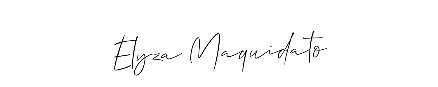 The best way (Allison_Script) to make a short signature is to pick only two or three words in your name. The name Elyza Maquidato include a total of six letters. For converting this name. Elyza Maquidato signature style 2 images and pictures png