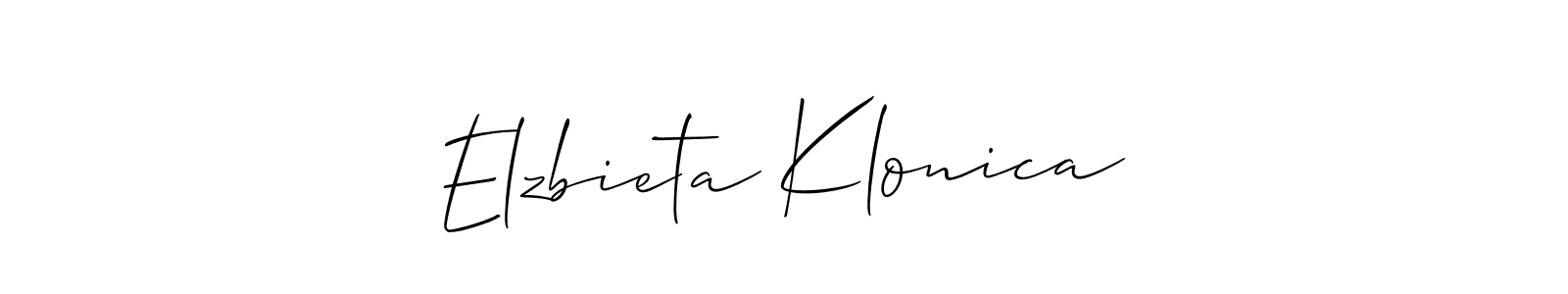 Create a beautiful signature design for name Elzbieta Klonica. With this signature (Allison_Script) fonts, you can make a handwritten signature for free. Elzbieta Klonica signature style 2 images and pictures png