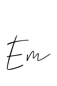 Make a beautiful signature design for name Em. With this signature (Allison_Script) style, you can create a handwritten signature for free. Em signature style 2 images and pictures png