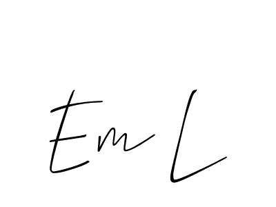 Also You can easily find your signature by using the search form. We will create Em L name handwritten signature images for you free of cost using Allison_Script sign style. Em L signature style 2 images and pictures png