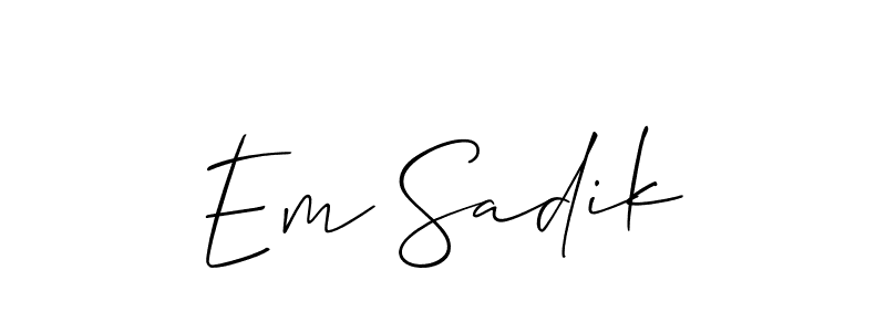 The best way (Allison_Script) to make a short signature is to pick only two or three words in your name. The name Em Sadik include a total of six letters. For converting this name. Em Sadik signature style 2 images and pictures png