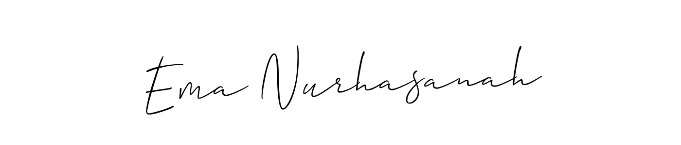 Create a beautiful signature design for name Ema Nurhasanah. With this signature (Allison_Script) fonts, you can make a handwritten signature for free. Ema Nurhasanah signature style 2 images and pictures png