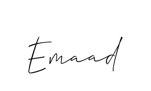 The best way (Allison_Script) to make a short signature is to pick only two or three words in your name. The name Emaad include a total of six letters. For converting this name. Emaad signature style 2 images and pictures png