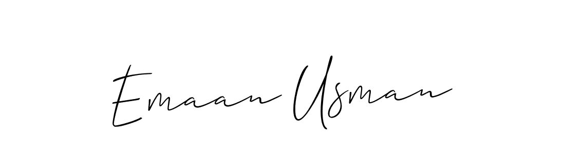 Create a beautiful signature design for name Emaan Usman. With this signature (Allison_Script) fonts, you can make a handwritten signature for free. Emaan Usman signature style 2 images and pictures png