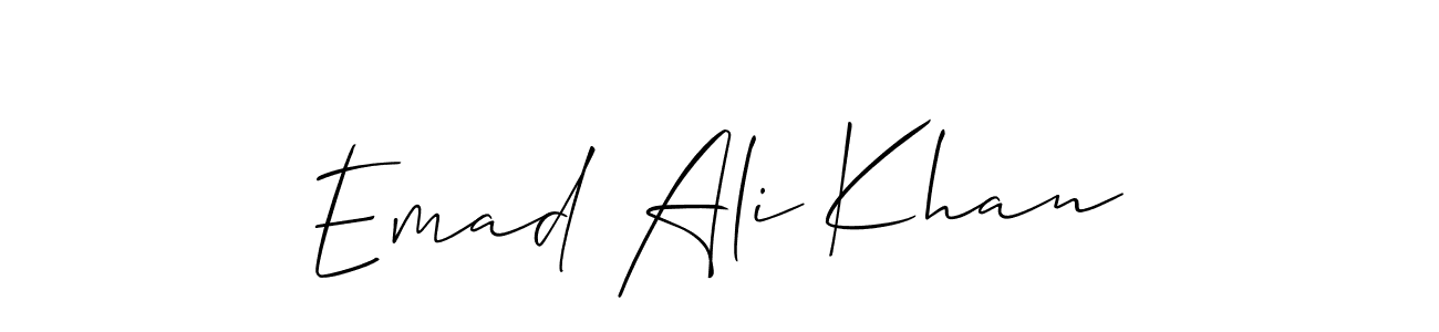 Use a signature maker to create a handwritten signature online. With this signature software, you can design (Allison_Script) your own signature for name Emad Ali Khan. Emad Ali Khan signature style 2 images and pictures png