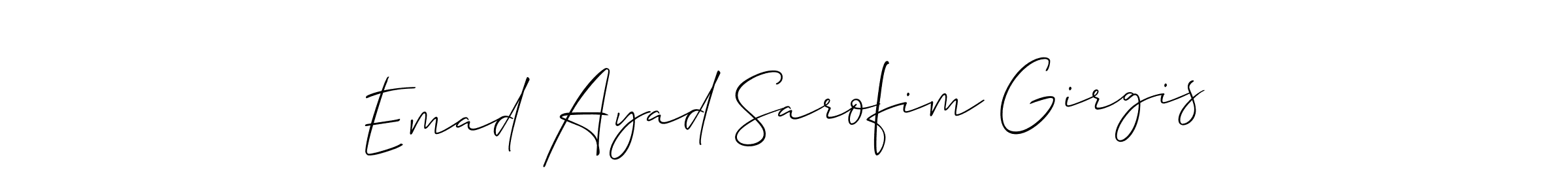 How to Draw Emad Ayad Sarofim Girgis signature style? Allison_Script is a latest design signature styles for name Emad Ayad Sarofim Girgis. Emad Ayad Sarofim Girgis signature style 2 images and pictures png