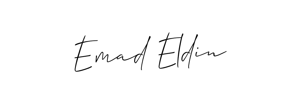 if you are searching for the best signature style for your name Emad Eldin. so please give up your signature search. here we have designed multiple signature styles  using Allison_Script. Emad Eldin signature style 2 images and pictures png