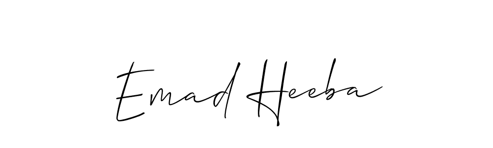 if you are searching for the best signature style for your name Emad Heeba. so please give up your signature search. here we have designed multiple signature styles  using Allison_Script. Emad Heeba signature style 2 images and pictures png