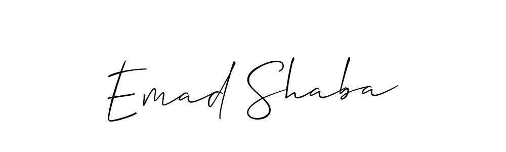 It looks lik you need a new signature style for name Emad Shaba. Design unique handwritten (Allison_Script) signature with our free signature maker in just a few clicks. Emad Shaba signature style 2 images and pictures png