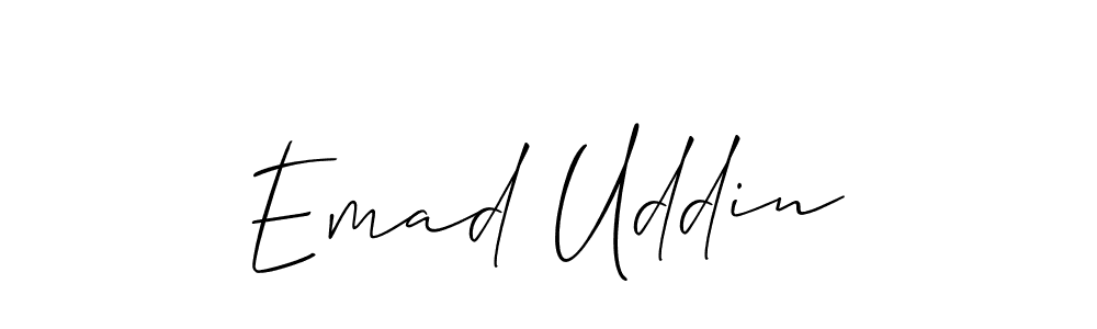 Make a beautiful signature design for name Emad Uddin. With this signature (Allison_Script) style, you can create a handwritten signature for free. Emad Uddin signature style 2 images and pictures png