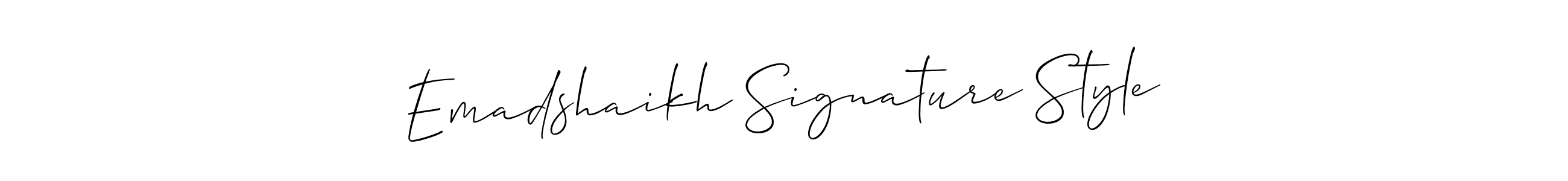 The best way (Allison_Script) to make a short signature is to pick only two or three words in your name. The name Emadshaikh Signature Style include a total of six letters. For converting this name. Emadshaikh Signature Style signature style 2 images and pictures png