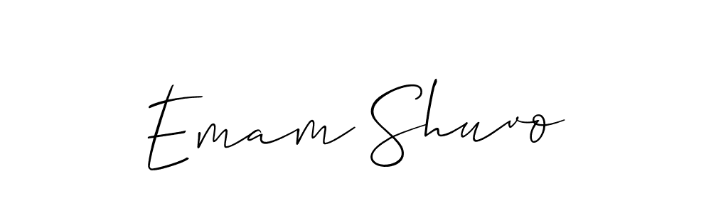 How to Draw Emam Shuvo signature style? Allison_Script is a latest design signature styles for name Emam Shuvo. Emam Shuvo signature style 2 images and pictures png