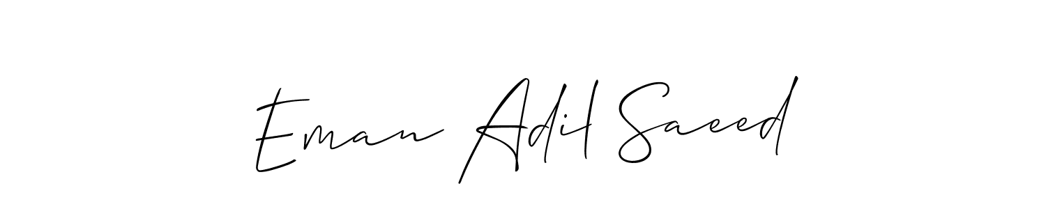 This is the best signature style for the Eman Adil Saeed name. Also you like these signature font (Allison_Script). Mix name signature. Eman Adil Saeed signature style 2 images and pictures png