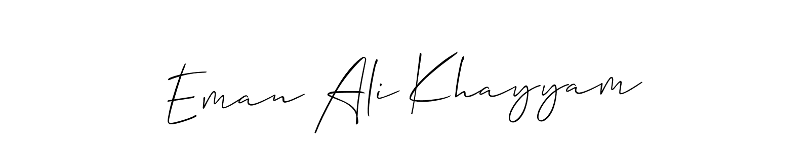 Make a short Eman Ali Khayyam signature style. Manage your documents anywhere anytime using Allison_Script. Create and add eSignatures, submit forms, share and send files easily. Eman Ali Khayyam signature style 2 images and pictures png