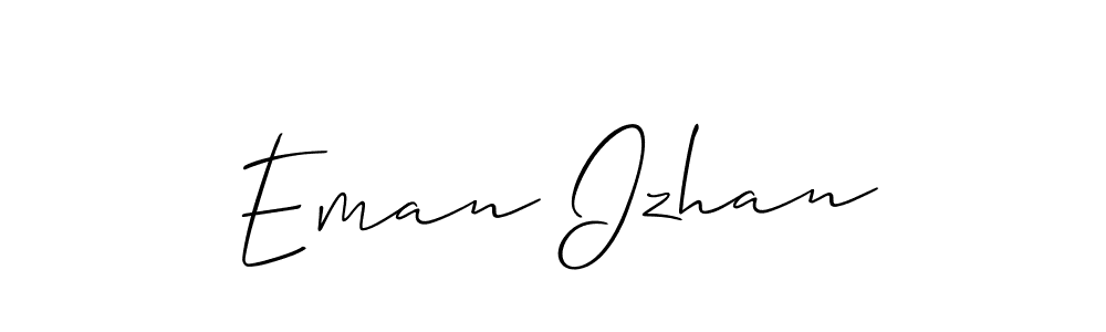 Also You can easily find your signature by using the search form. We will create Eman Izhan name handwritten signature images for you free of cost using Allison_Script sign style. Eman Izhan signature style 2 images and pictures png