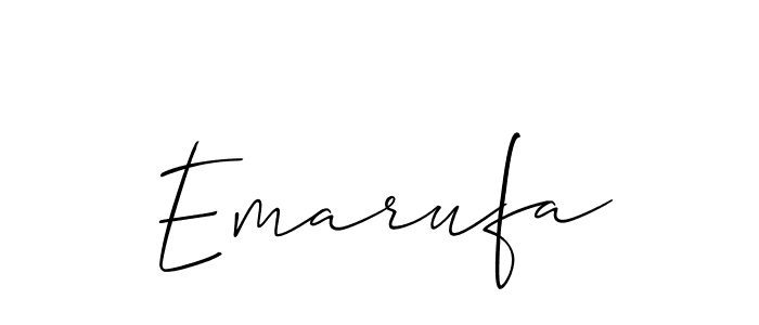 The best way (Allison_Script) to make a short signature is to pick only two or three words in your name. The name Emarufa include a total of six letters. For converting this name. Emarufa signature style 2 images and pictures png