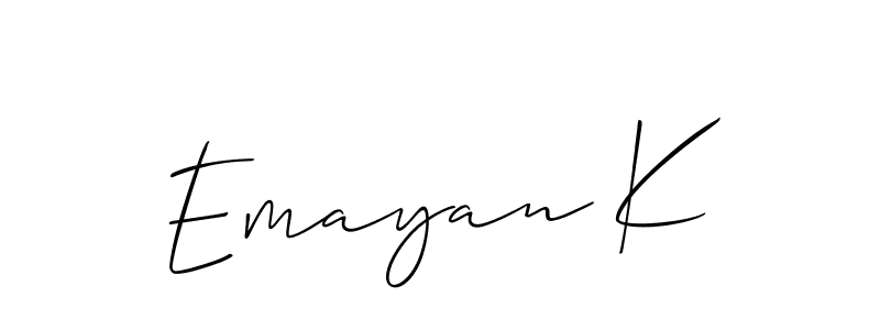Also You can easily find your signature by using the search form. We will create Emayan K name handwritten signature images for you free of cost using Allison_Script sign style. Emayan K signature style 2 images and pictures png
