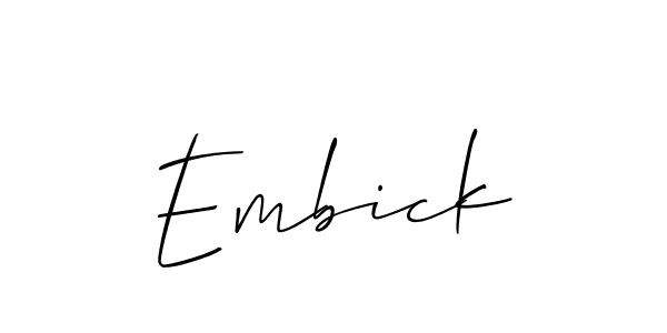 Use a signature maker to create a handwritten signature online. With this signature software, you can design (Allison_Script) your own signature for name Embick. Embick signature style 2 images and pictures png