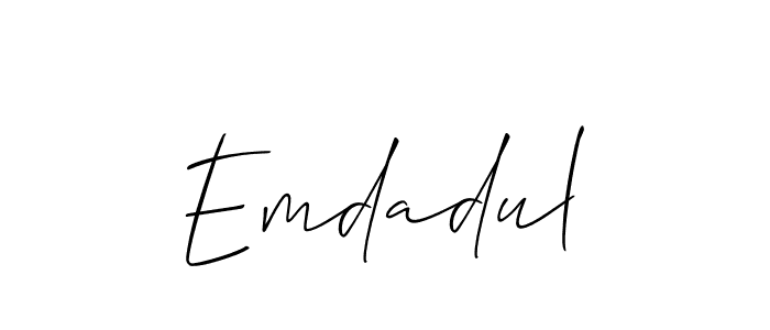 Also You can easily find your signature by using the search form. We will create Emdadul name handwritten signature images for you free of cost using Allison_Script sign style. Emdadul signature style 2 images and pictures png