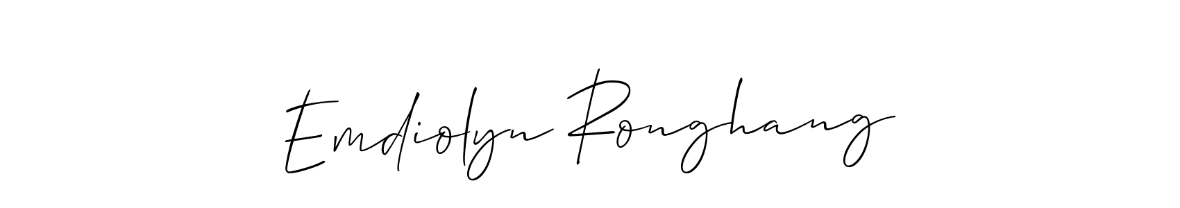 Also You can easily find your signature by using the search form. We will create Emdiolyn Ronghang name handwritten signature images for you free of cost using Allison_Script sign style. Emdiolyn Ronghang signature style 2 images and pictures png