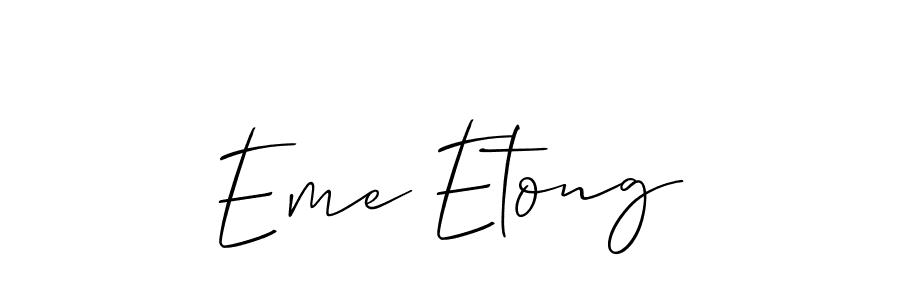 Similarly Allison_Script is the best handwritten signature design. Signature creator online .You can use it as an online autograph creator for name Eme Etong. Eme Etong signature style 2 images and pictures png